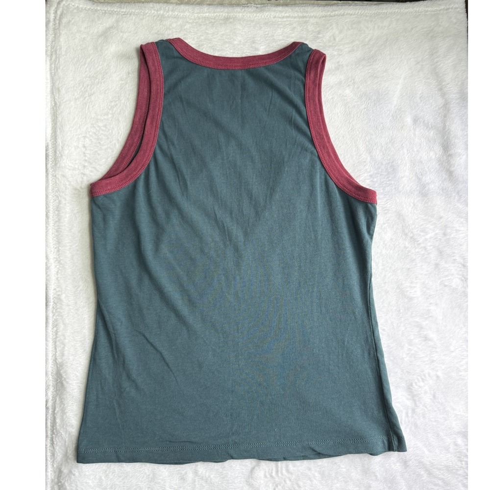 Natural Life Lets Just Go Graphic Ringer Tank Top Teal Mountain Floral Medium - Picture 3 of 4